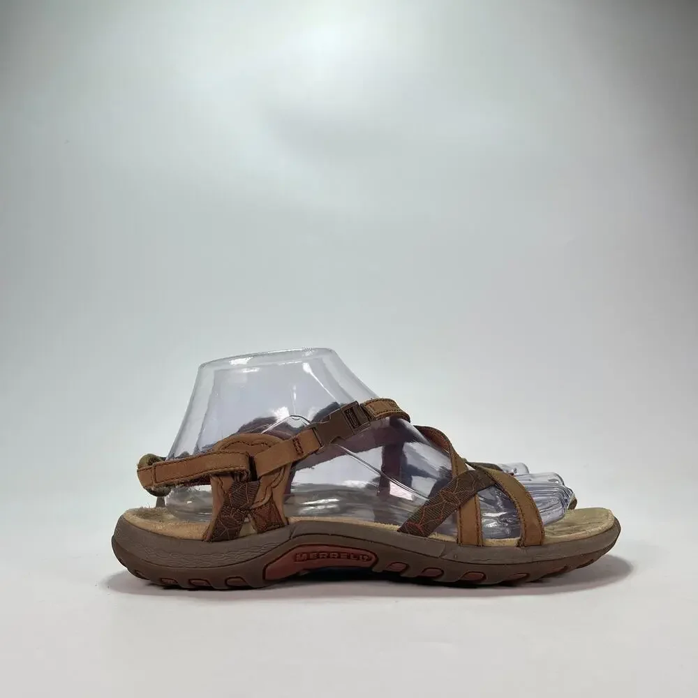 Merrell Jacardia Dark Earth Leather Strappy Sandals Outdoor Women’s Size 9